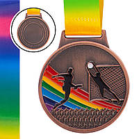 Медаль спортивная с лентой цветная Футбол C-0342 Бронза