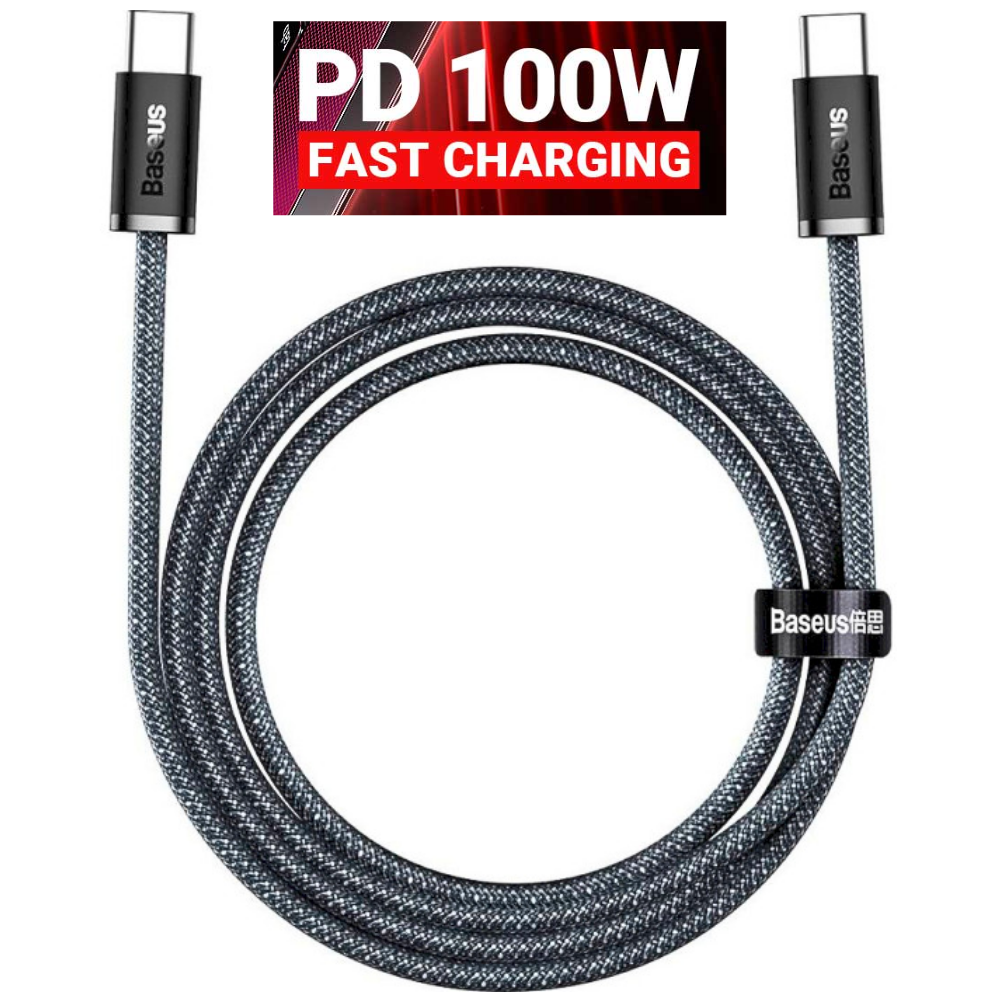 Кабель для зарядки смартфона 100W 5А Pd type-c на type-c дата кабель швидкісний тайп сі 100вт в обмотці Baseus