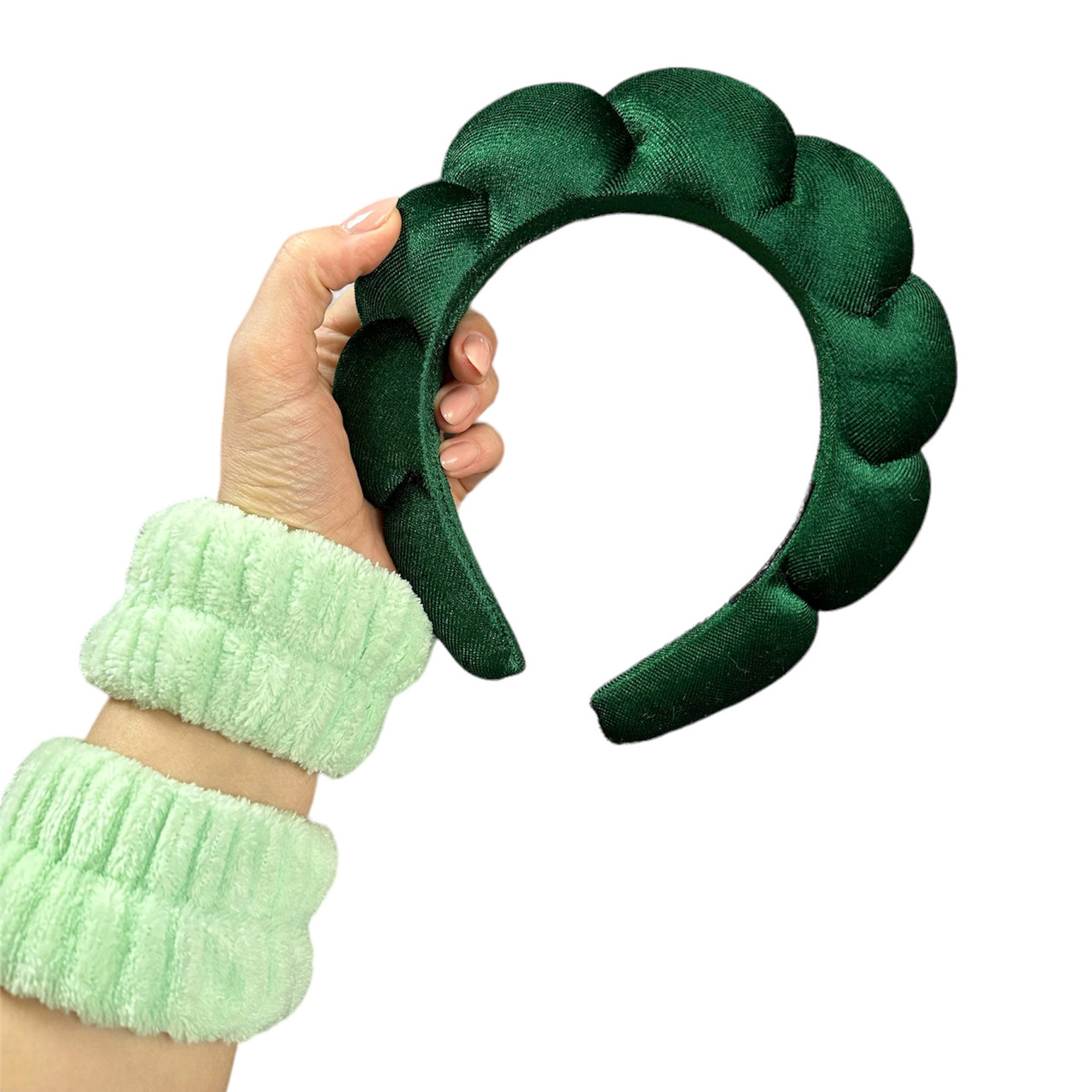 Набір для вмивання обруч + напульсники, зелений, фото 1