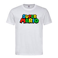Белая мужская/унисекс футболка С надписью Super Mario (21-37-4-білий)