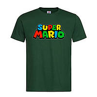 Темно-зеленая мужская/унисекс футболка С надписью Super Mario (21-37-4-темно-зелений)