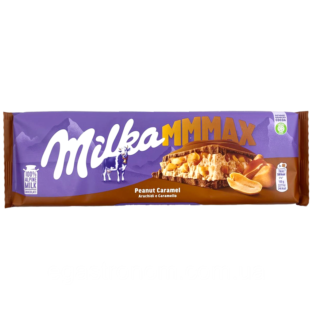 Шоколад арахіс карамель Мілка Milka mmMax peanut сaramel 276g 13шт/ящ (Код: 00-00003684), фото 1