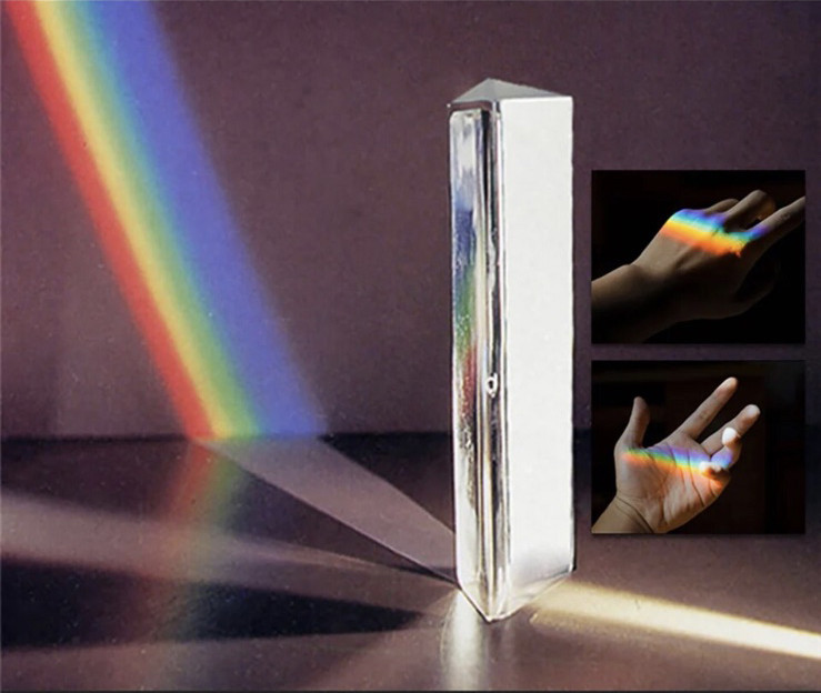 Оптична Трикутна Призма 80 мм Призма створює Веселку Оптичне скло (00823)