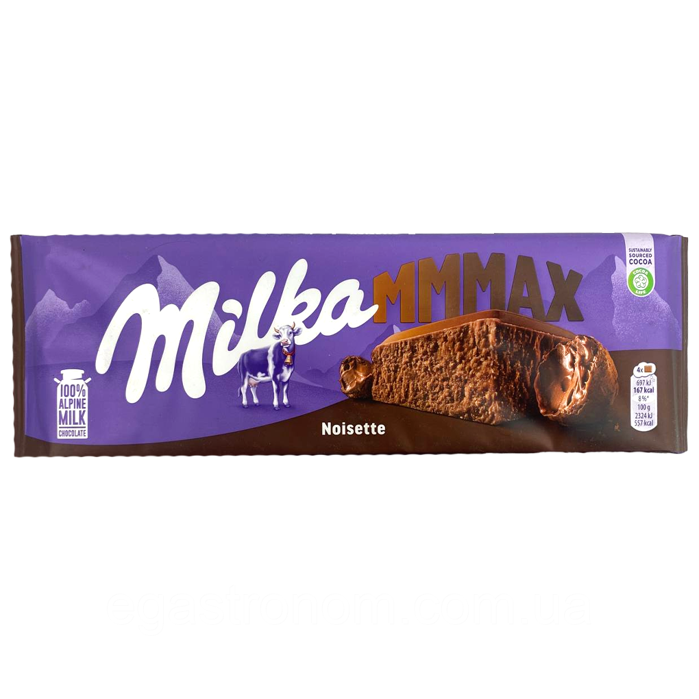 Шоколад горіховий крем Мілка Milka mmMax noisette 270g 16шт/ящ (Код: 00-00003703)