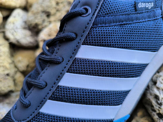 Кроссовки ADIDAS темно синие на плоской подошве и белыми полосами с фирменым логотипом модель унисекс, фото 5