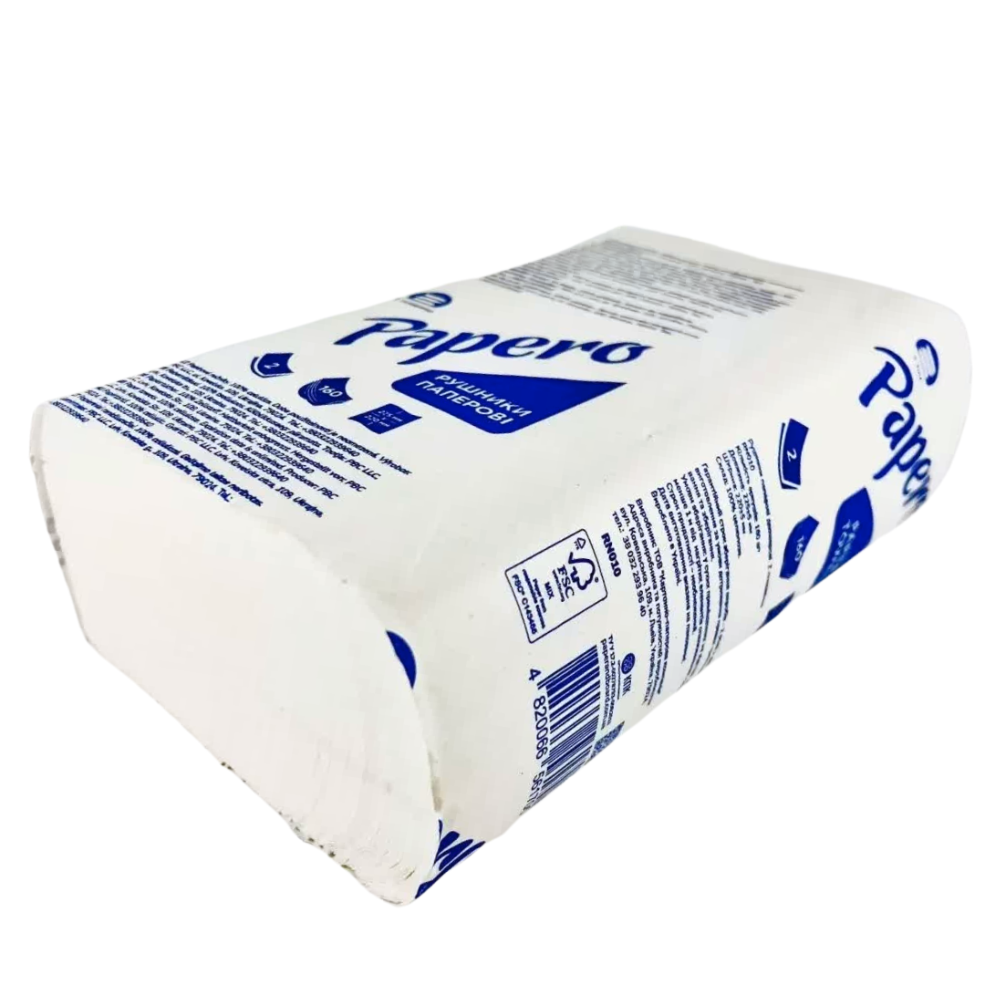 Рушник паперовий білий двошаровий целюлозний 160 аркушів