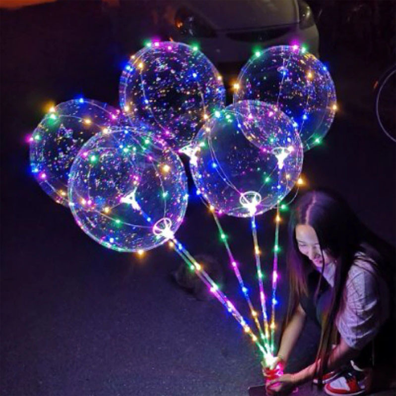 Блискучі кульки на паличці bobo з лід підсвіткою повітряні кулі бобо святкові світлодідні gpg