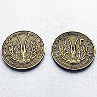 Набір з 2-х обігових монет, 5 франків, Французька Західна Африка, 1956-1986