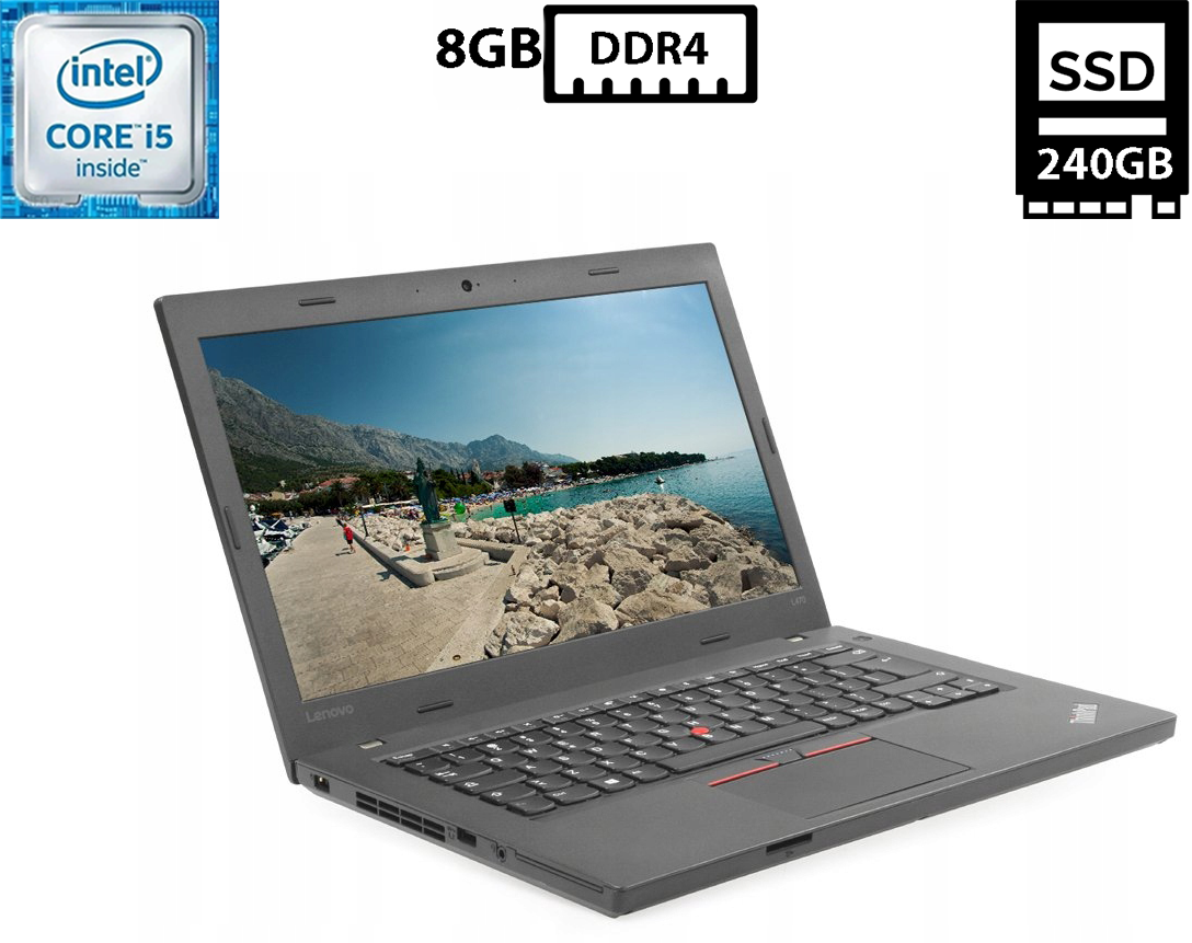 Ноутбук Lenovo ThinkPad L470/14” TN 1366x768/Core i5-7300U 2.60GHz/8GB DDR4/SSD 240GB/Intel HD Graphics Камера Б/В