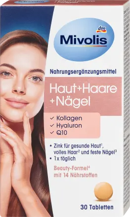 Mivolis Haut Haar Nägel Kollagen, Hyaluron und Coenzym Q10 Комплекс Шкіра Волосся Нігті 30 шт.