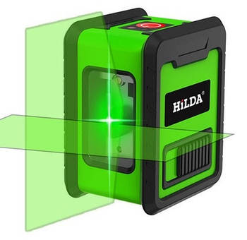 Лазерний рівень нівелір Hilda зелений промінь IP54 2 промені + куточок + чохол + тримач