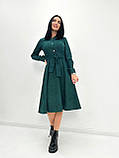 🔸 Жіноче Модне Вельветове Плаття весняне міді, на гудзиках, з поясом, однотонне, довгий рукав | Батал, фото 3