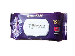 Серветки вологі Babybella Super soft з клапаном 120 шт.