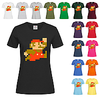 Черная женская футболка Super Mario на подарок (21-37-8)