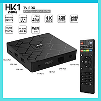 Приставка TV BOX HK1 MINI 2/16 гб android Смарт-медиаплеер на адроид 8.1 для телевизора