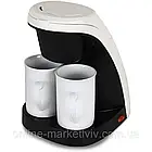 Кавоварка крапельна на дві чашки 450W, LEM-0620, Білий / Електрична побутова кавоварка / Електрокавоварка, фото 8