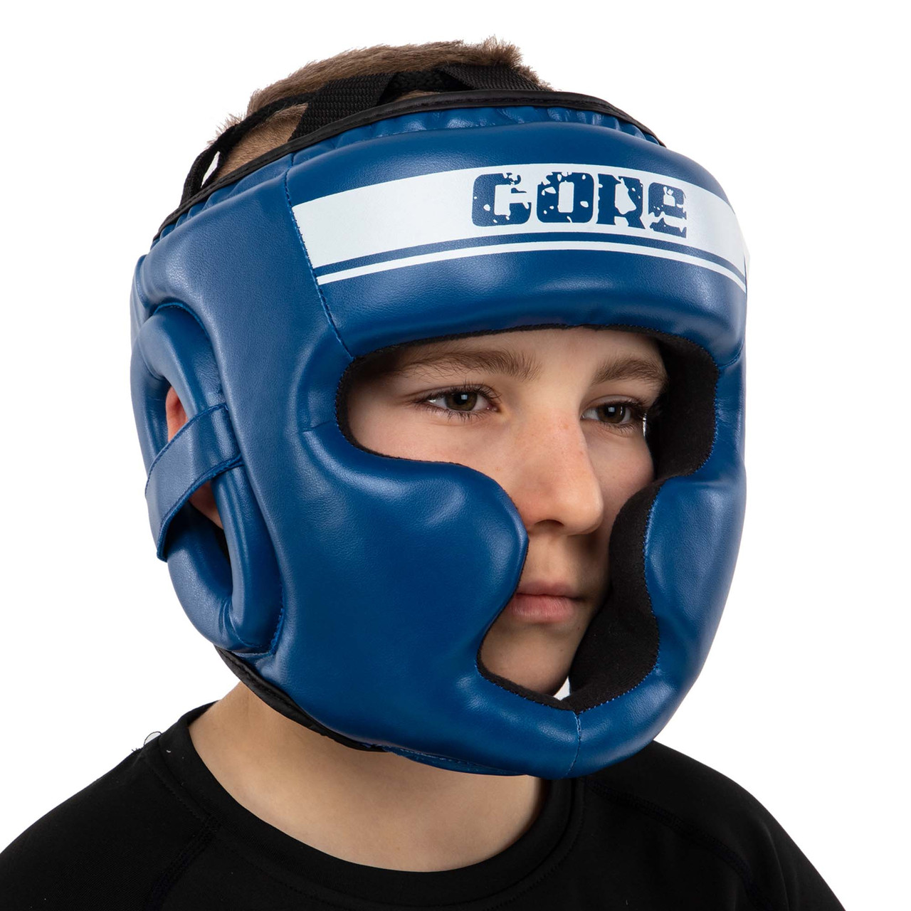 Шлем для бокса боксерский шлем с полной защитой синий CORE BO-4441 S
