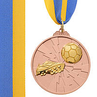 Медаль спортивная с лентой двухцветная Футбол C-4847 золото, серебро, бронза Бронза