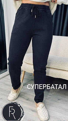 Жіночі графітового кольору джинси МОМ без застібки супер-батали розміри від 54 до 64, фото 1