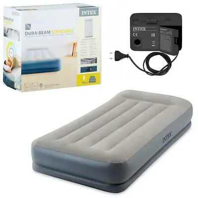 Надувний матрац для сну односпальний з вбудованим насосом Intex 191x99x30см Матрац ліжко одномісний