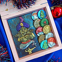 Шоколадный подарочный набор Символ года с монетами Сладкий подарок детям и взрослым Шоколад ручной работы