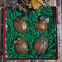 Шоколадный подарочный набор Совушки Сладкий подарок детям к Новому году Фигурка на торт Шоколад ручной работы