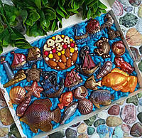 Шоколадный подарочный набор для детей Морской с рыбками Сладкий подарок ребенку Шоколад ручной работы