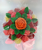 Шоколадный букет роз Сладкий милый подарок женщине девушке любимой 23 розочки Шоколад ручной работы