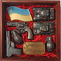 Шоколадний подарунковий набір для чоловіка захисника України Шоколад ручної роботи