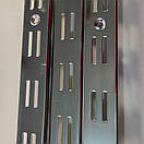 Рейка подвійна посилена настінна хромована 2м (1.6) напрямний торговий профіль, фото 2