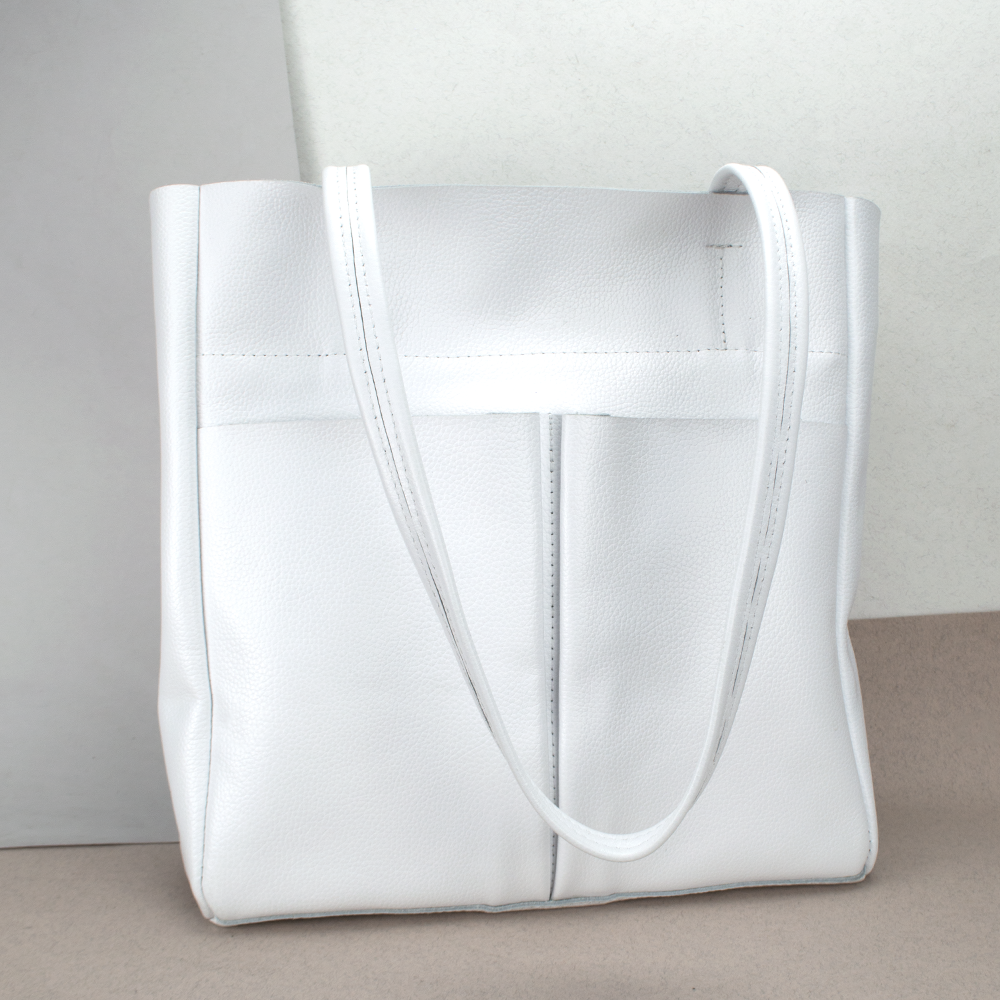 Шопер шкіряний білий жіночий Handycover S429 з 2 ручками