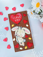 Шоколадный сувенир к Дню Влюбленных 14 февраля Шоколадное сердце Шоколадная открытка Шоколадка Ручная роспись