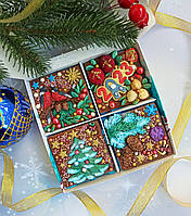 Новогодний подарочный набор Мини-плитки Шоколадные открытки Шоколадки к Новому году Шоколад ручной работы