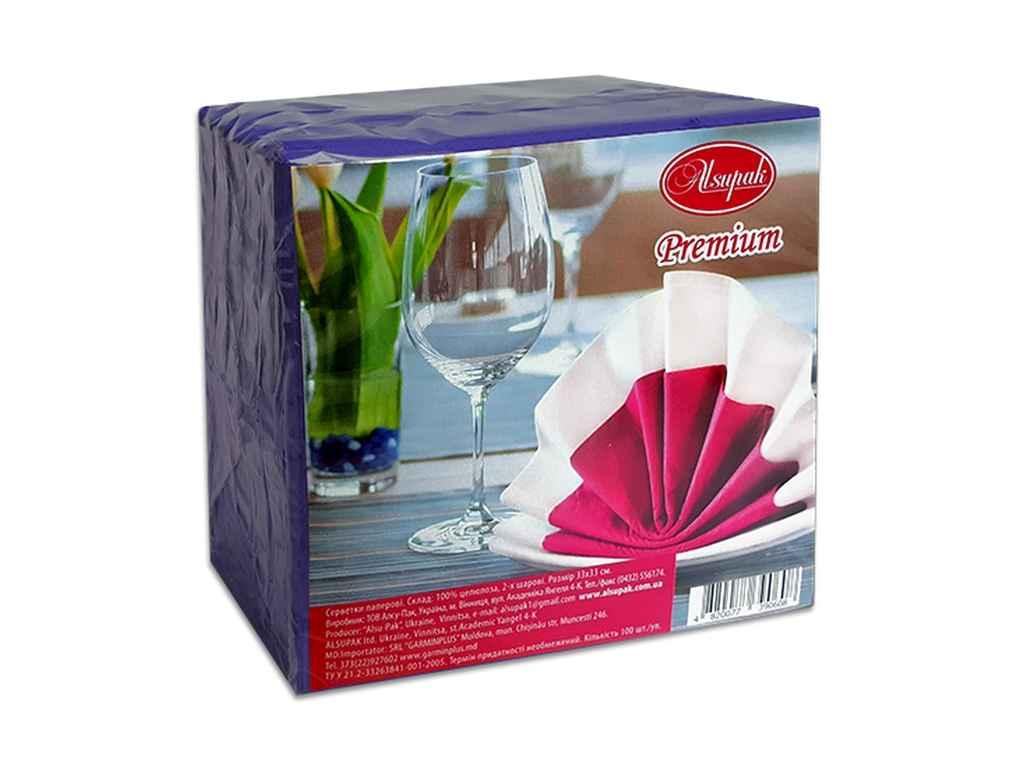 Серветка кольорова 100 шт 33*33 см Синя ТМ Алсу-Пак Solmir, фото 1