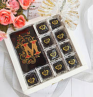 Элитные шоколадные конфеты Ручная роспись Французская хрустящая начинка фундук и апельсин Монограмма Шоколад