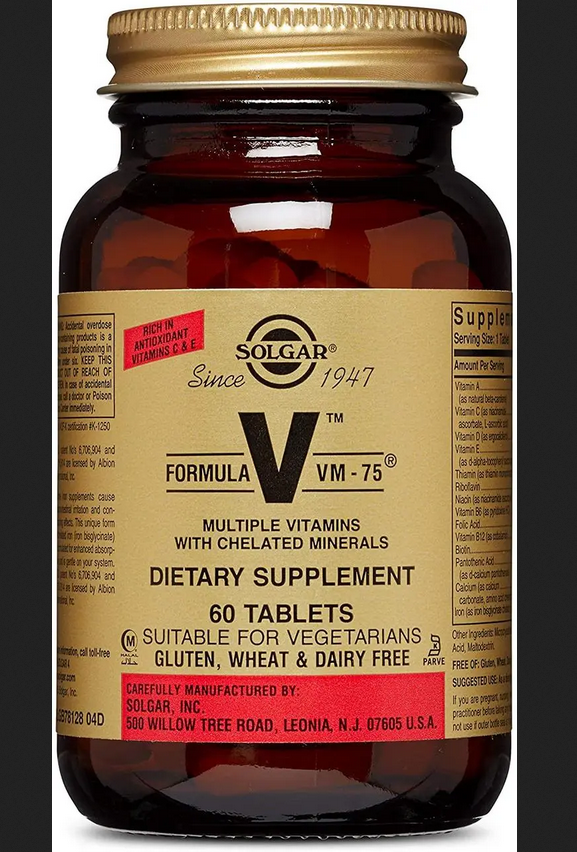 Мультивітамінний комплекс із хелатними мінералами Formula VM-75, 60 tabs Solgar