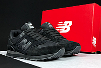 Мужские кроссовки New balance 574 black Нью Баланс черные замшевые