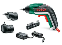 Аккумуляторная отвертка Bosch IXO в футляре с угловой и эксцентриковой насадками + з/у (Аккумуляторные