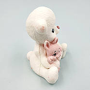 Шоколадна фігурка Ведмедик білий сидить із зайчиком, фото 2
