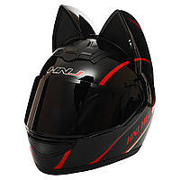Мото Кото шлем с ушками женский NITRINOS NEKO размер L 57-59 см черно-красный
