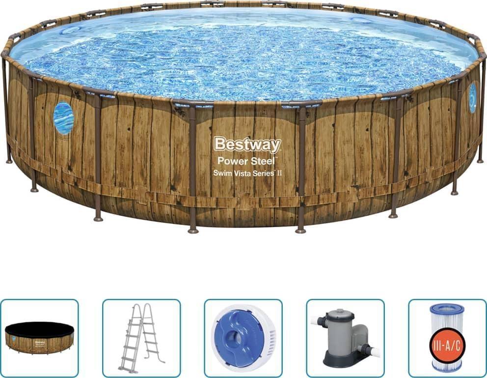 Басейн каркасний Bestway з аксесуарами 549 x 122 см - коричневий, фото 1