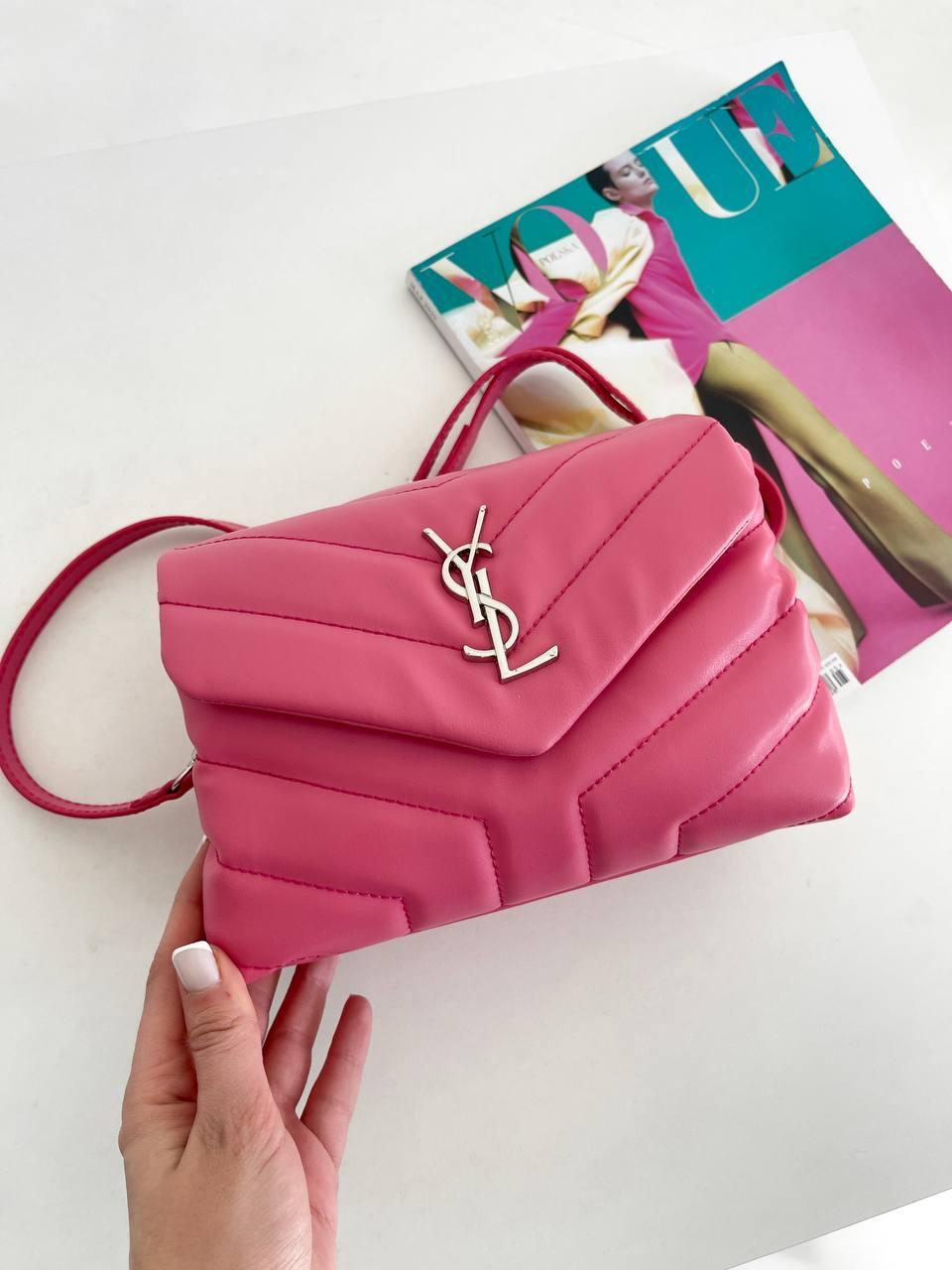 Жіноча сумка Yves Saint Laurent Pretty Bag Pink (Рожева) Сумка Крос Боді шкіра 2 відділення на ремінці YSL