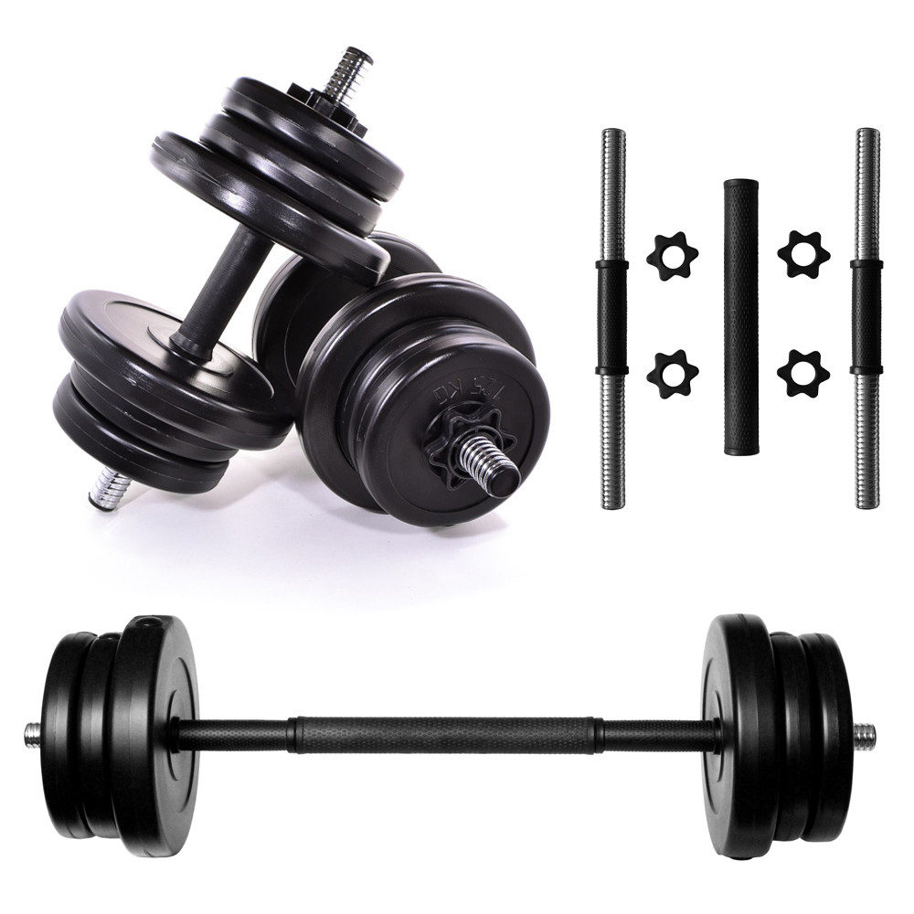 Комплект гантелей + з'єднувач - 22 кг (2 шт по 11 кг) розбірні зі змінними дисками, фото 1