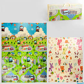 Термокилимок 2-х сторонній ігровий Eva 180 х 150 х 0.8 см у сумці Mumlove Зелений з рожевим