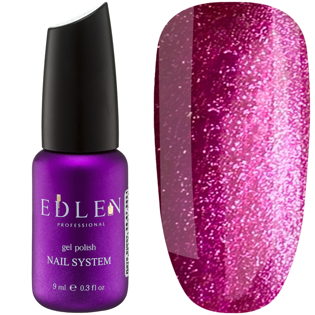 Гель-лак котяче око EDLEN Sparkle Cat №4, 9 мл малиновий металік
