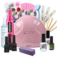 Стартовый набор для маникюра, для гель-лака и дизайна ногтей, для начинающих: лампа Sun One и фрезер-ручка YRZ
