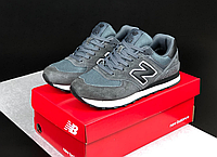 Мужские кроссовки New balance 574 Gray Encap Nb обувь Нью Беланс серые замша сетка осень весна