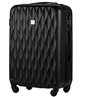Большой черный пластиковый чемодан на 4 колесах wings чемодан L стильный дорожный чемодан из пластика