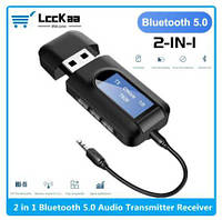 USB Bluetooth 5.0 Audio Transmitter Receiver LCD Display 3.5MM AUX RCA USB блютуз AUX адаптер 3в1 с диспеем