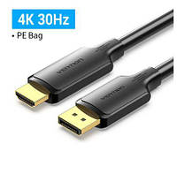 Vention Display Port to HDMI 4K 60Hz DP to HDMI Cable кабель Vention Display Port to HDMI 4K 60Hz 1 метр